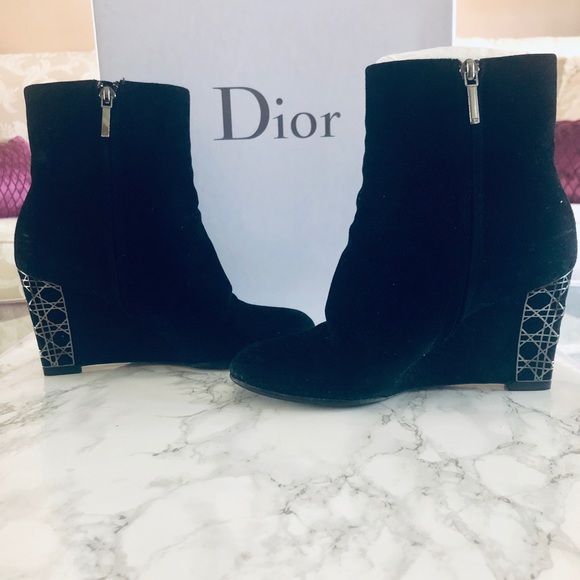 Christian Dior Suede Wedge Booties - Picture 1 of 7